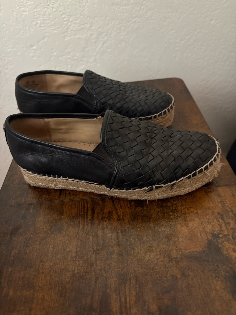 Sam Edelman Black Woven Espadrille Platform Slip-Ons